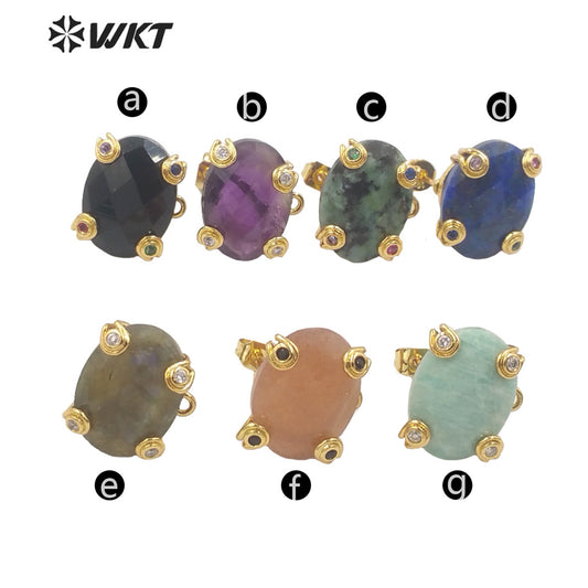 WT-E658 WKT 2022 New Trend Jewelry Natural Stone Cubic Zircon Prong Setting Women Jewelry Finding Earrings Wiht Hook Hanging