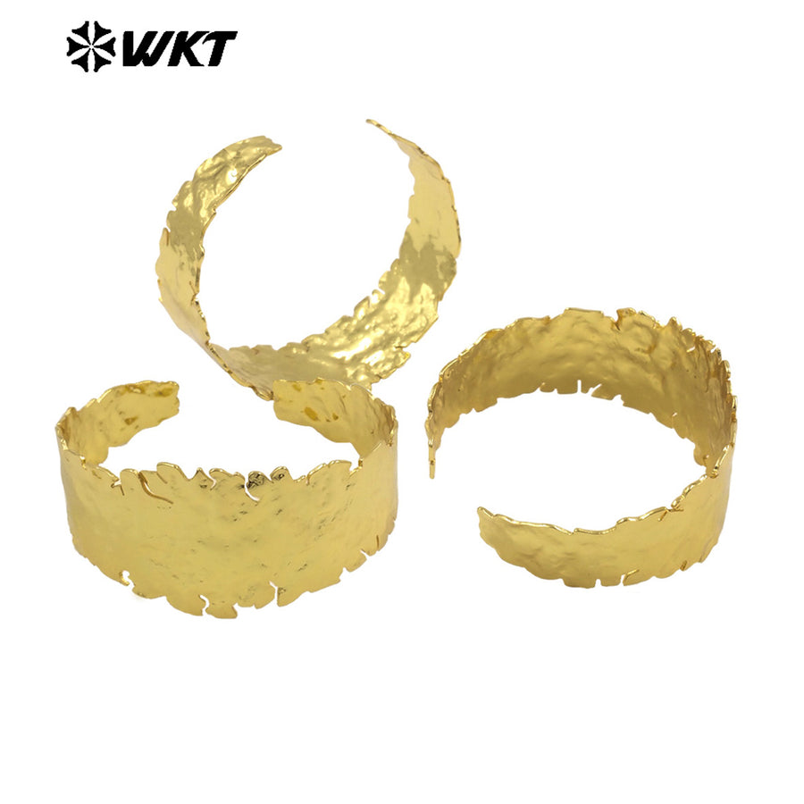 WT-B672 Unique Design 18K Gold Plated Natural Yellow Brass Irregular Hip Hop Bracelet for Both Men and Women As Party Jewelry