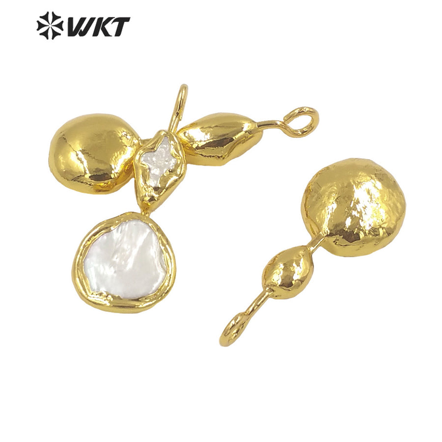 WT-JN261 WKT Newest Design 18K Real Gold Plated Resist Tarnishable Natural Freshwater Pearl Pendant Necklace With 18 Inch Chain