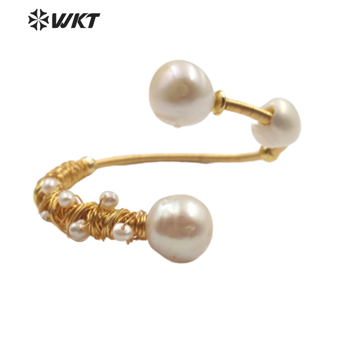 WT-B511 Exclusive High Populared Natural Fresh Water Pearl Bangle in Wire Wrapped for Lady Birthday Bangle