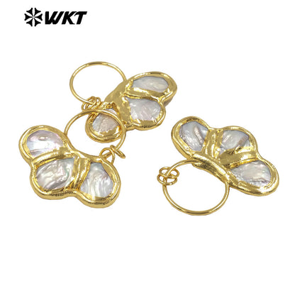 WT-JN298 Explosive New Products Gentle 18K Gold Plated Freshwater Pearl Shell Shaped Pendant Necklace Jewelry Finished for Women
