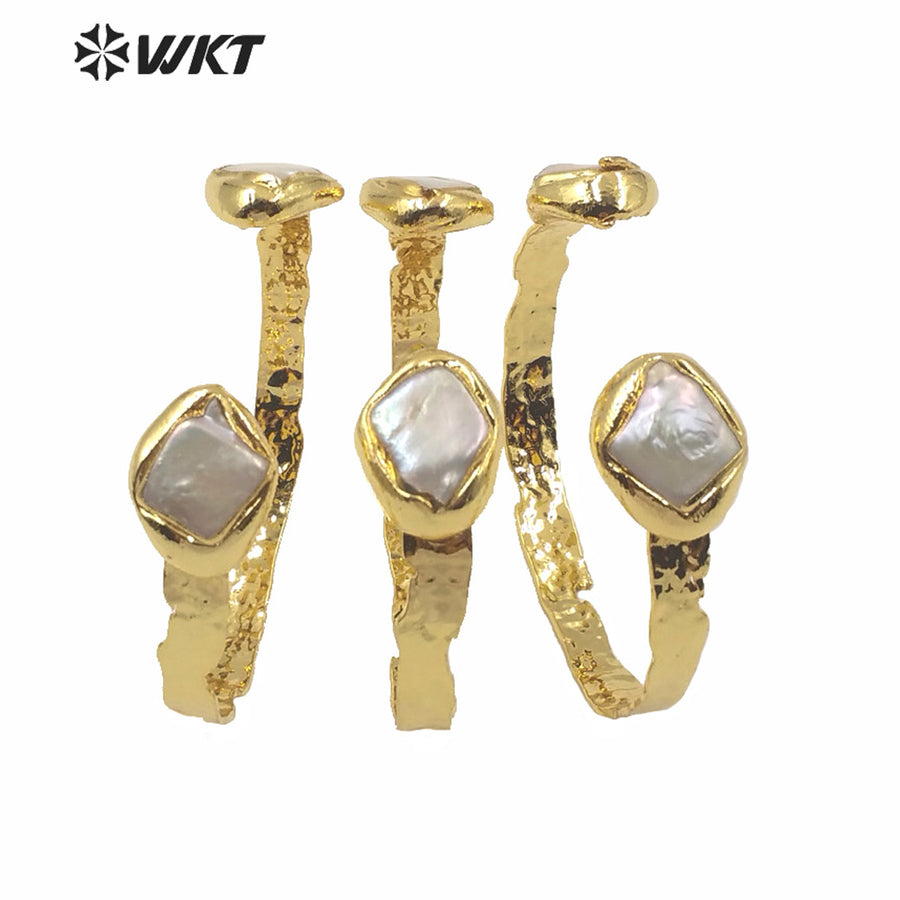 MPB021 WKT Exclusive Double Pearl Gold Bangle 2020 New Popular Adjustable Size Pearl Cuff Bangle Fashion Women Party Bangle