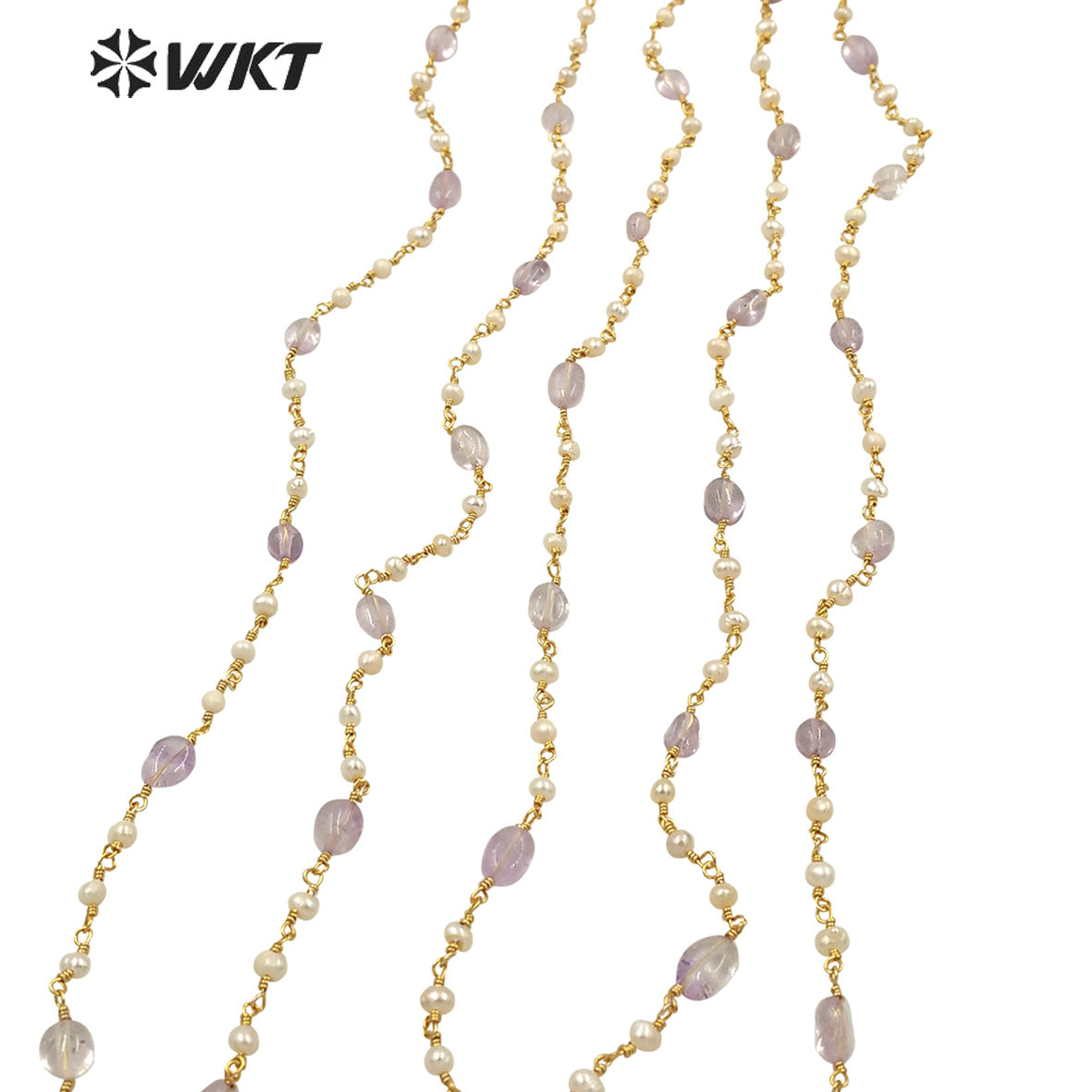 WT-RBC187 Amazing Gorgeous Handmade Pearl and Amethyst Beads Chain Women Hand Craft Jewelry Design Accessory Chains