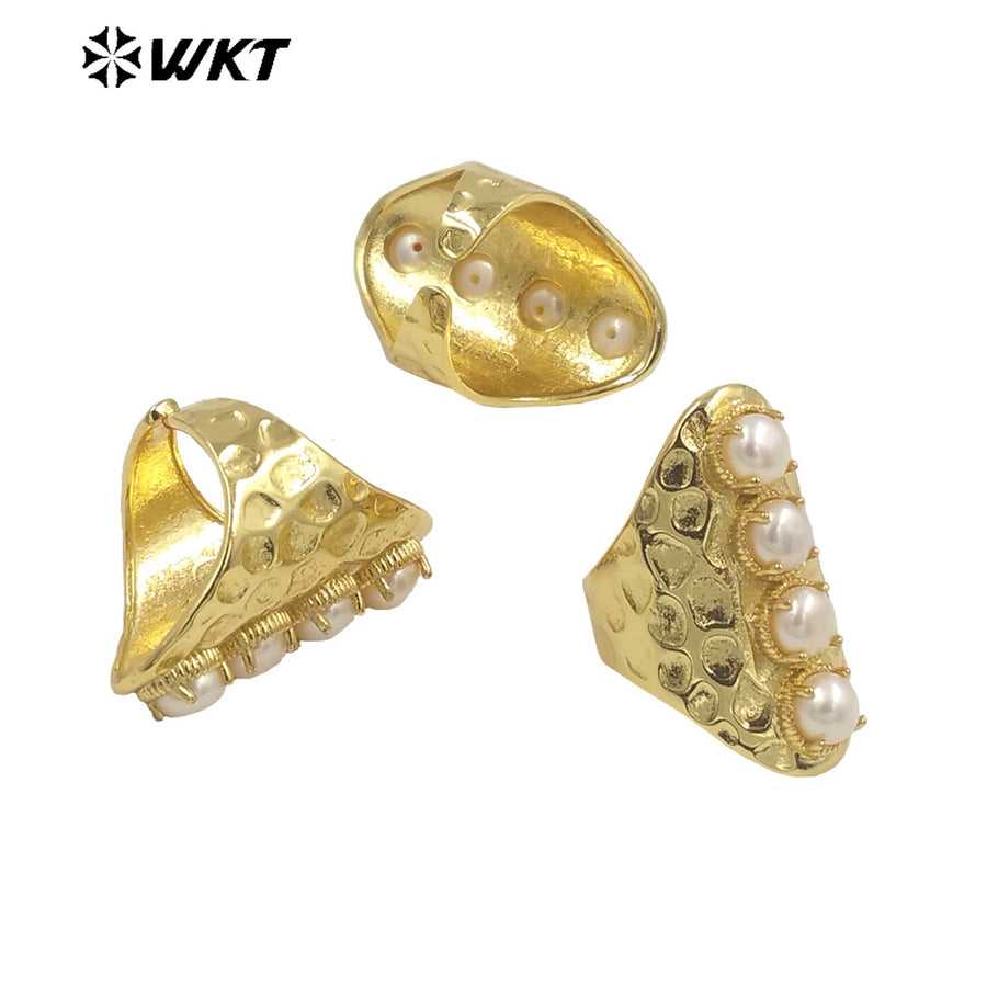 WT-MPR056 WKT Latest High Quality Fashion18k Real Gold Plated Trendy Gift for Women Natural Mother of Pearl Ring