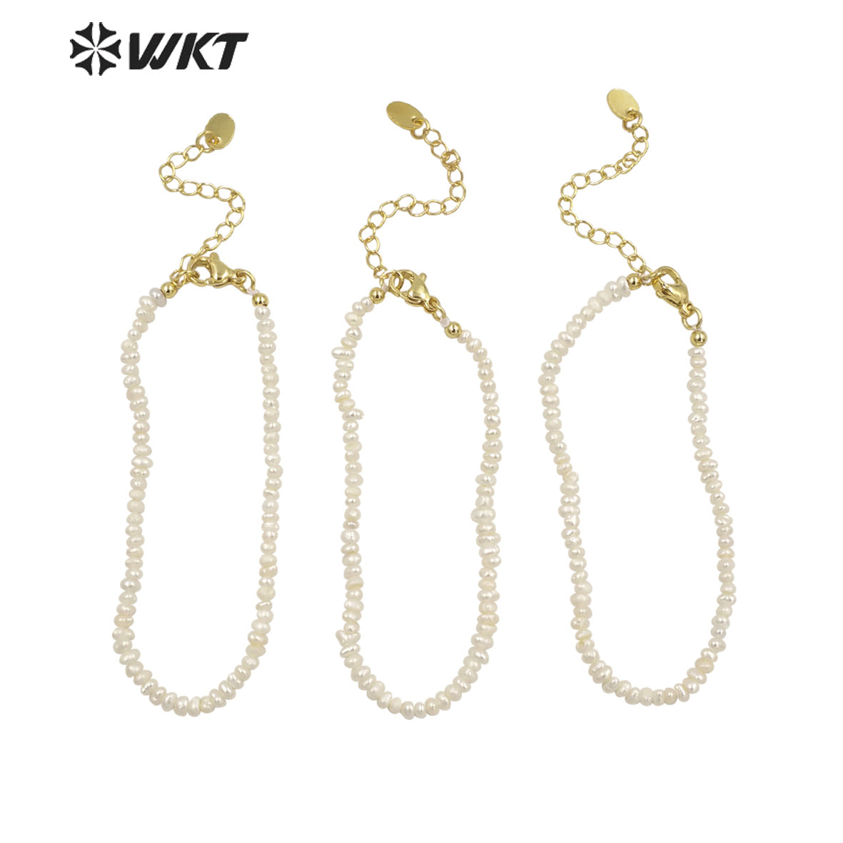 WT-MPB069 Amazing Tiny Potato Shape Freshwater Pearl Bracelet Simple Elegant Hand Strand Gorgeous Pure Pearl Bracelet with Chain