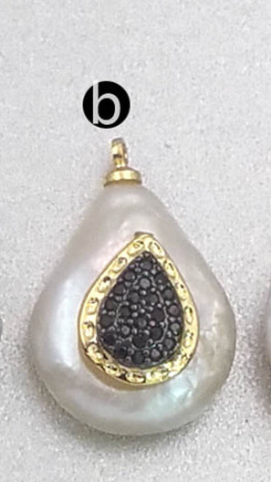MP132 Wholesale Popular Moon Pendant Pearl with Cz Micro Pave Lady Fashion Irregular Shape Jewelry Freshwater Pearl Pendant