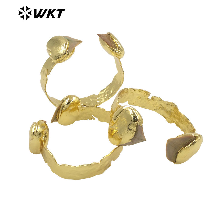 WT-B635 WKT New Handmade Lovely Trendy Gift for Women18k Plated Punk Style Shark Tooth C Shaped Opening Bracelets