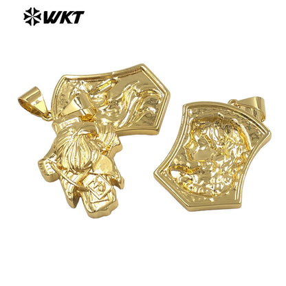 JFE145 Amazing Yellow Brass Gold Plated People Pendant Four Unique Designs Single Hoop For Fashion Jewelry Accessories Making