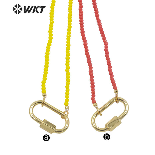 WT-N1401 Wholesale Fashion 2mm Ceramic Beads Locker Necklace Elegant Simple Handmade Strand Choker Necklace in 16 Inch Long
