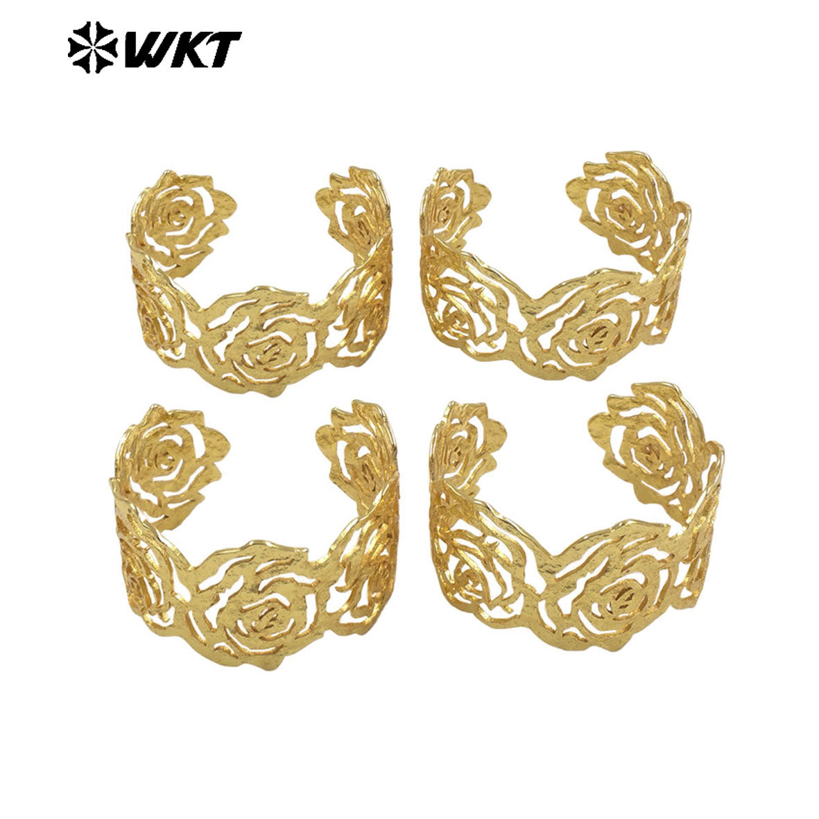 WT-B715 Amazing Newest Product Yellow Brass Gold Plated Rose Flower Shape Metal Bangle For Girls Romantic Jewelry Accessory