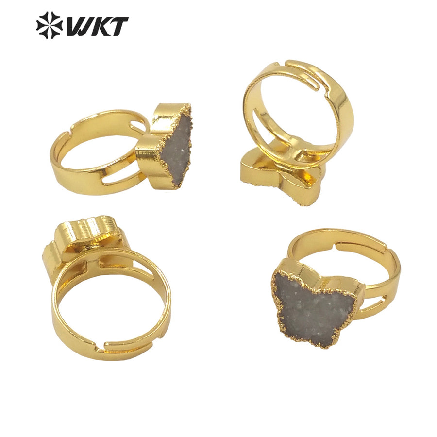 WT-R377 WKT Women Gorgeous Gold Electroplated Pearl and Tourmaline Stone Ring Fashion Gemstone Cocktail Ring for Party