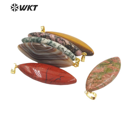 WT-P1946 Wholesale Fashion Handmade Carved Natural Stone Made for Lady Necklace Design Natural Gemstone Necklace