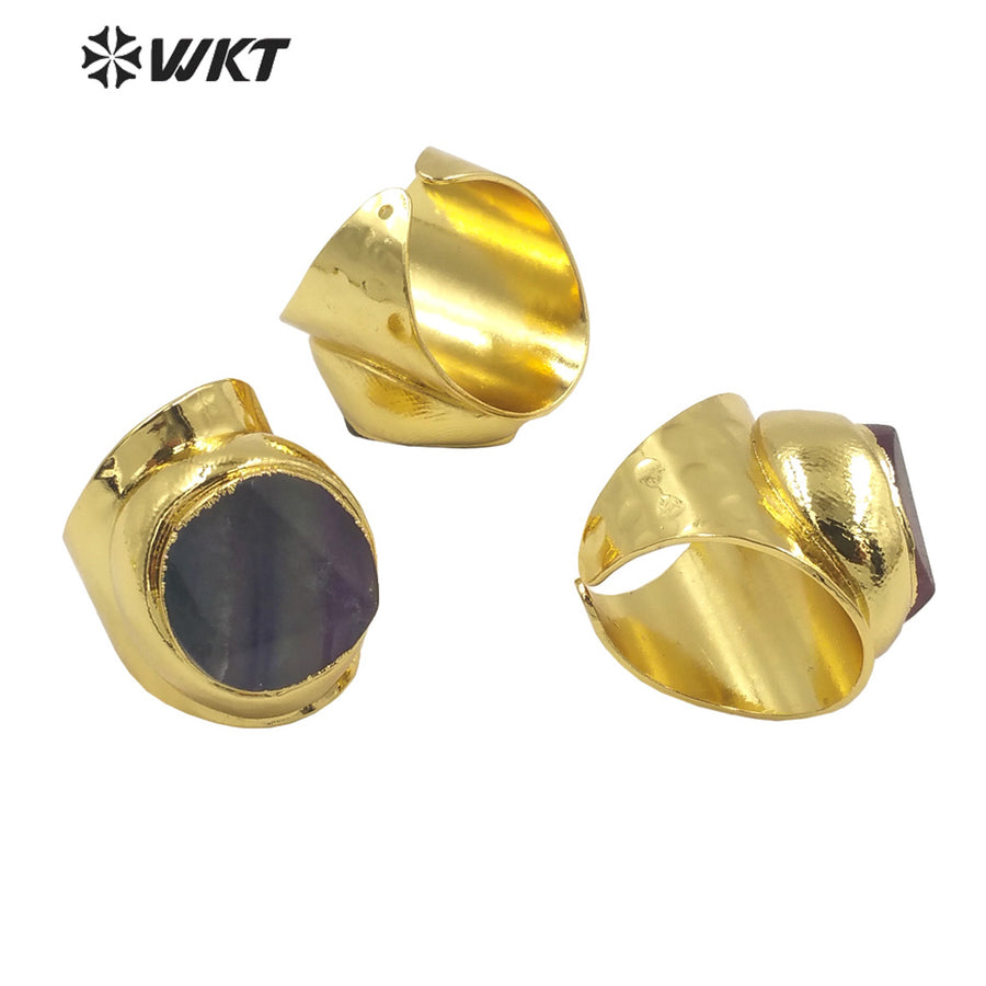 WT-R479 WKT Fashion Design Trendy Gift for Women Colorful High Quality Gorgeous 18k Gold Plating Gemstone Stone Ring