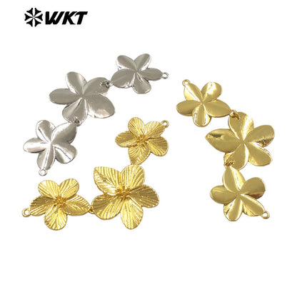 WT-C333 Hot Sale Flower Shape 18K Gold and Silver Crafts Natural Yellow Brass Pendant Daily Necklace for Women As Special Gift
