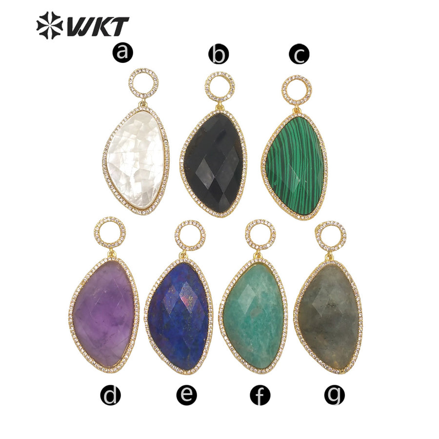 WT-MP239 WKT 2022 Hot Sale Infinity Charms Colored Stone Oval Pendant Zircon Pendant Lady Necklace Jewelry for Gift
