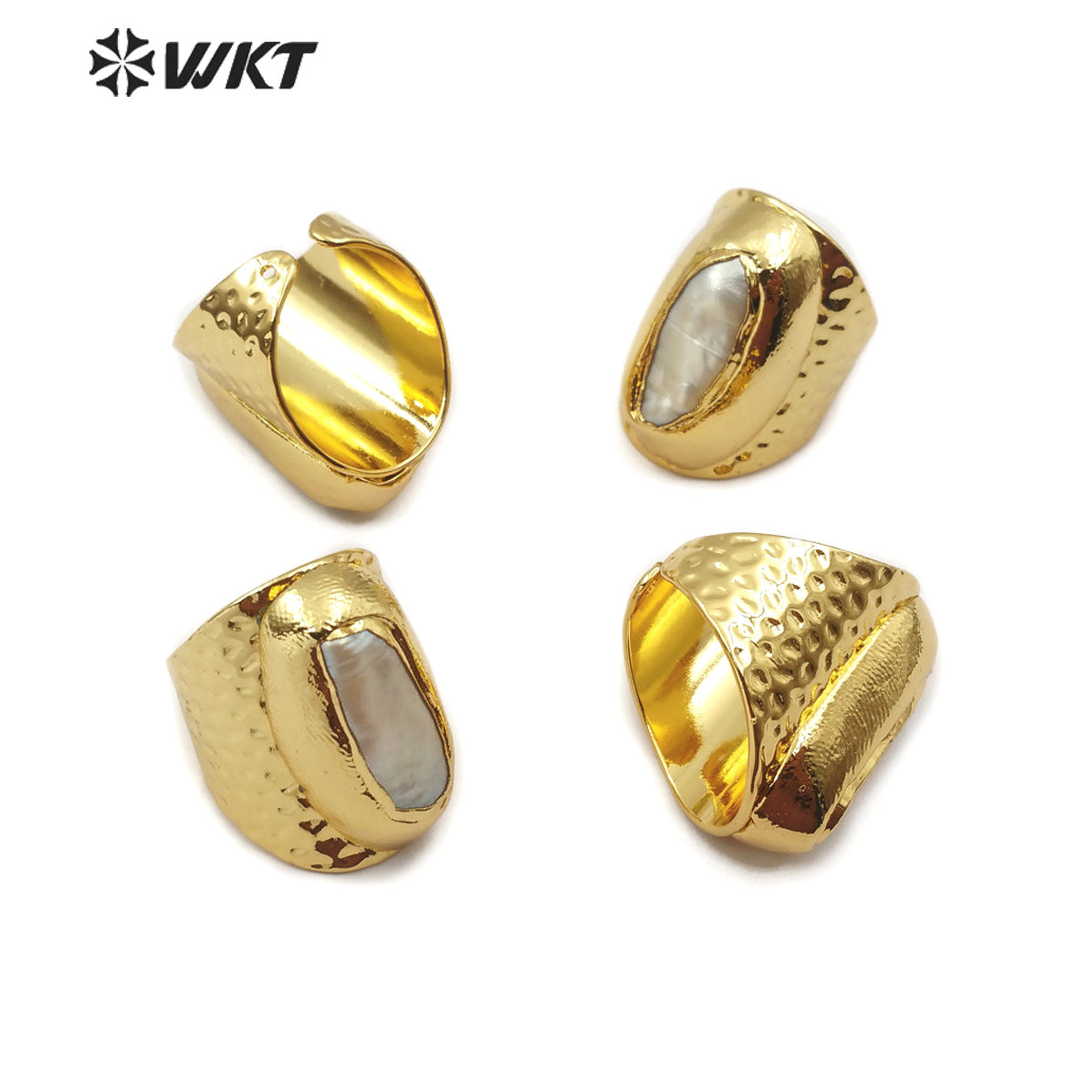 WT-R341 New Design 18k Gold Plated Pearl Ring Natural Pearl Adjustable Size Fashion Charm Jewelry Ring