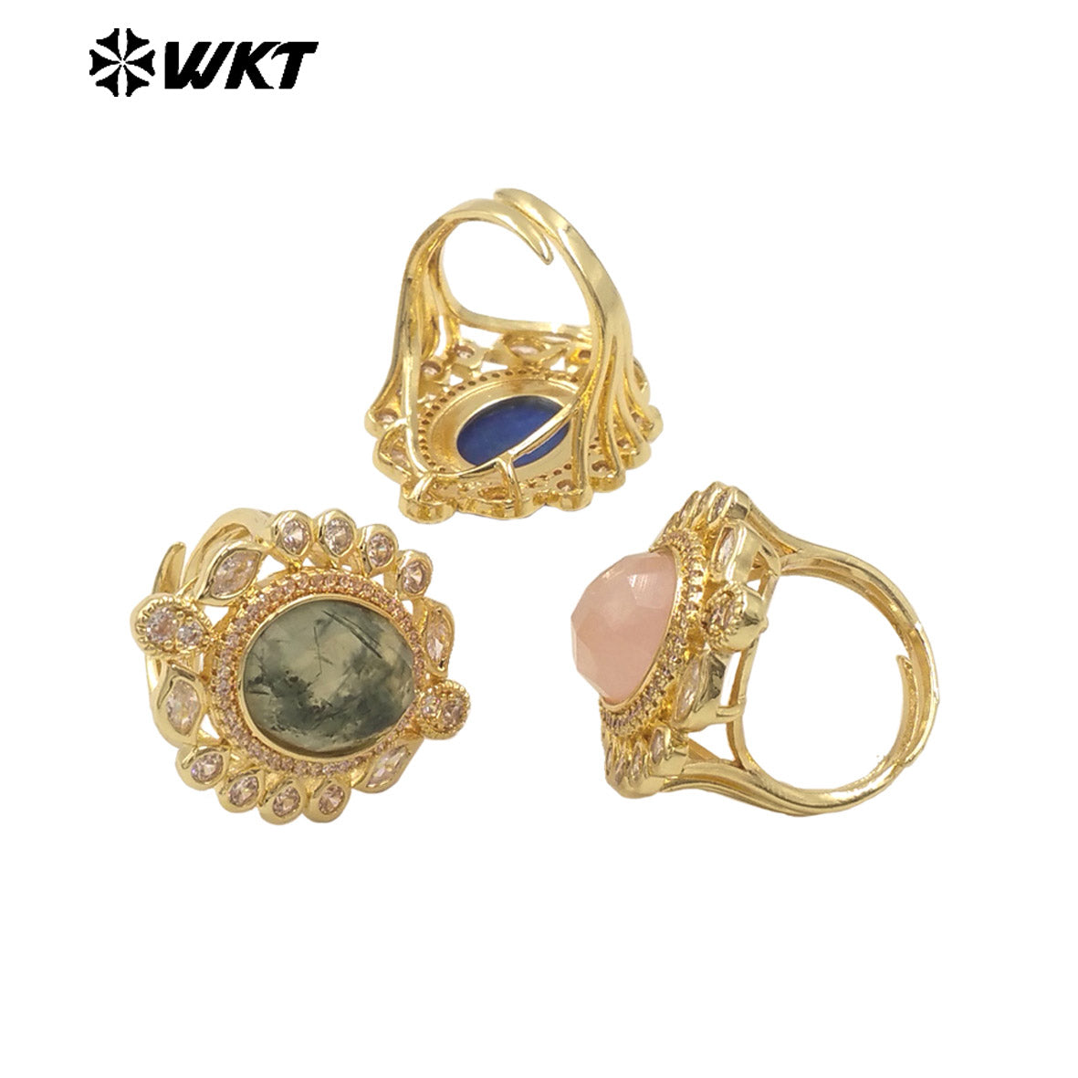 WT-MR028 Newest Summer Design Fashionable Royal Court Style Precious Women Adjustable Natural Stone Zircon Wedding Ring