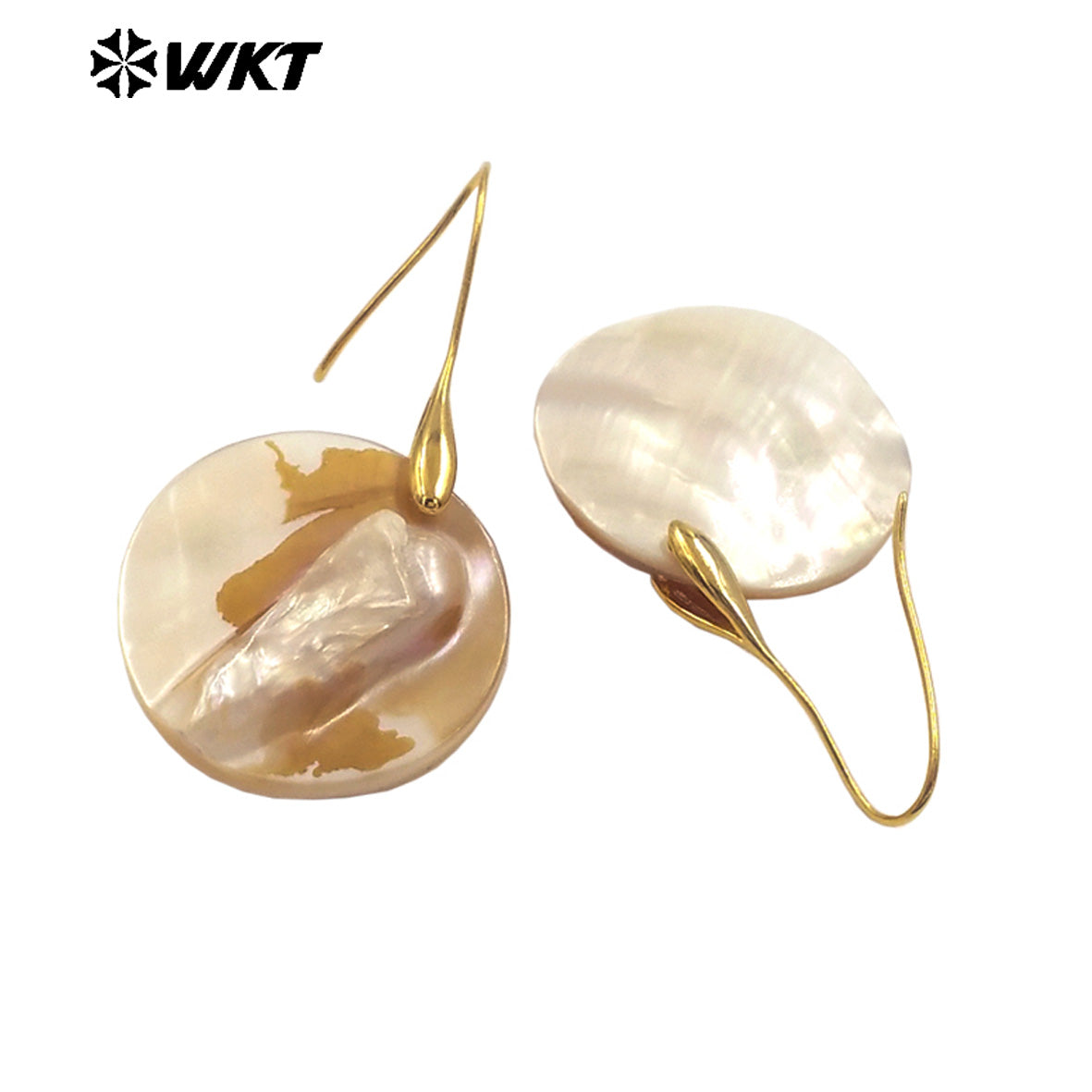 WT-MPE156 High Quality Mother Of Pearl Shell Women Earrings Waterdrop Square Round Shape Gold Color Elegant Style for Gift
