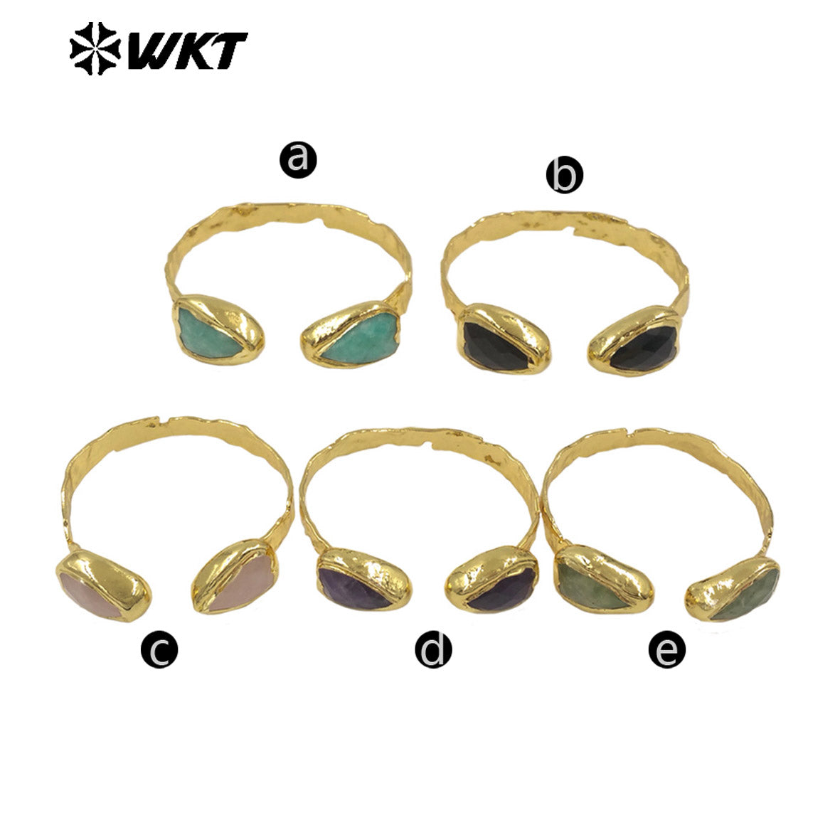 WT-B713 Fashion Popular Design 18K Gold Electroplated Natural Gemstones Heart Shape Bangles For Women Sweet Style Jewelry