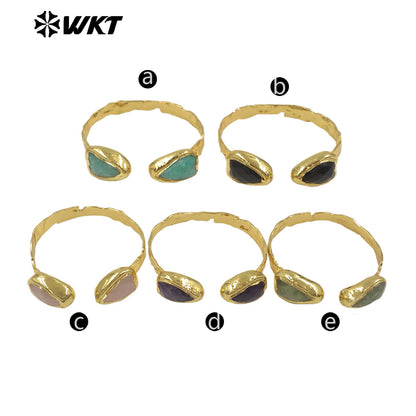WT-B713 Fashion Popular Design 18K Gold Electroplated Natural Gemstones Heart Shape Bangles For Women Sweet Style Jewelry