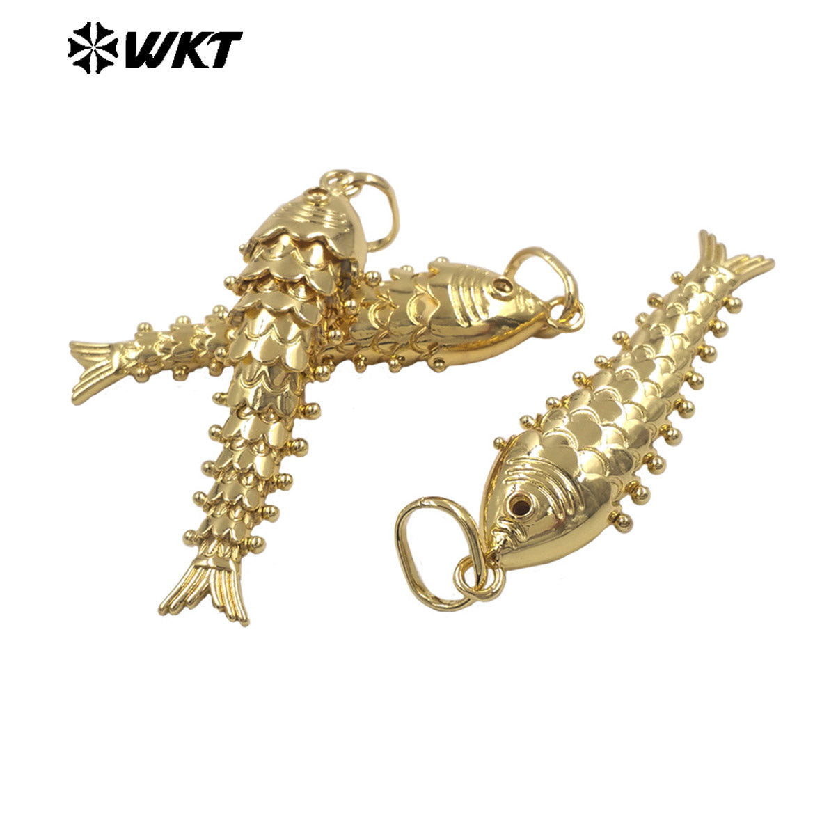WT-P2076 Delicate Fashion 18K Gold Plated On Brass Metal Fish Shape Little Pendant As Lady Cute Necklace Making Findings