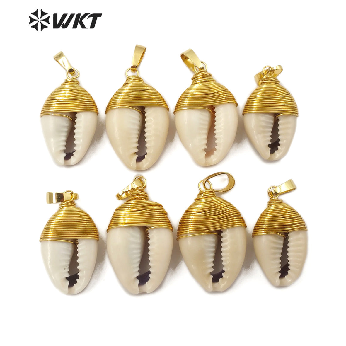 WT-JP162 Wholesale Natural Wire Wrapped Cowrie Shell Pendant Natural Shell Jewelry Fashion Charm Cowrie Pendant