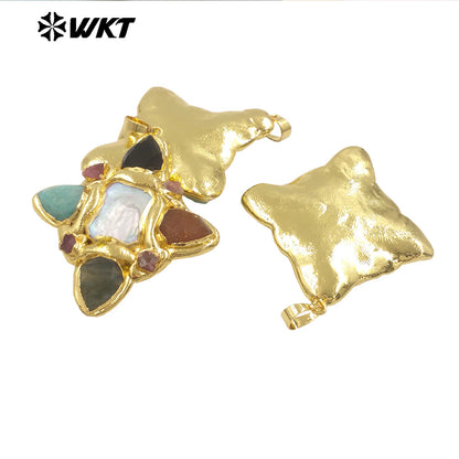 WT-JN281 WKT Hot New Arrival With Round Shape 18k Gold Plated Decorate Drop StoneJewelry Necklace for Women Different Color