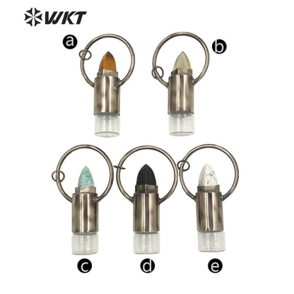 WT-P1665 Wholesale Antique Black Natural Stone Perfume Bottle As Necklace Pendant Amazing Secret Color Stone Bottle Pendant