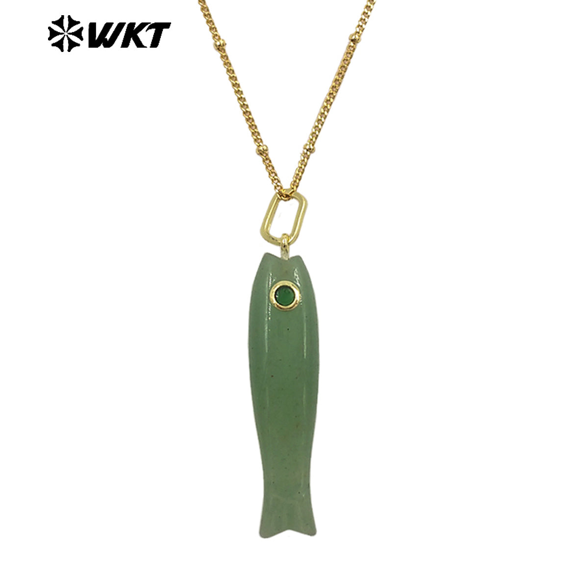 WT-N1535 Charming Trendy Natural Gemstones Little Fish Shape Gold Pendant Necklaces As Female Party Birthday Jewelry Gifts