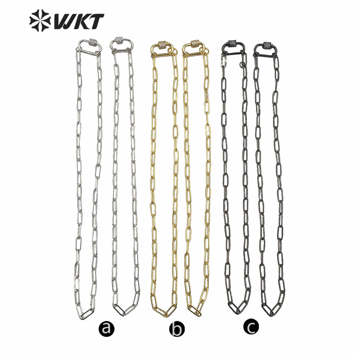 WT-N1223 Most Populared Hot Long Link Chain Necklace 18k Real Gold Plated Resist Tarnishable Brass Link Chain Necklace