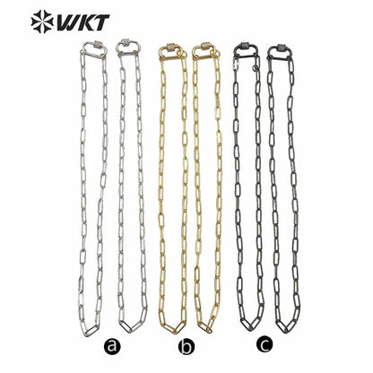 WT-N1223 Most Populared Hot Long Link Chain Necklace 18k Real Gold Plated Resist Tarnishable Brass Link Chain Necklace