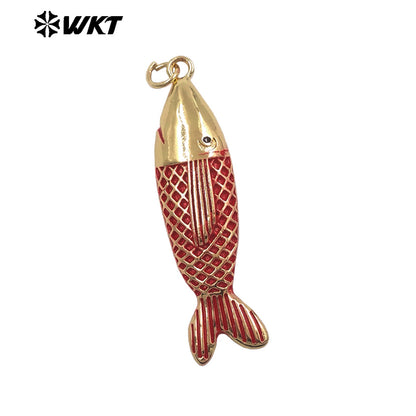 WT-P2116 Delicate Lovely Style Gold Plated Multiple Colors Drop Oil Little Fish Pendants For Women Earrings DIY Making