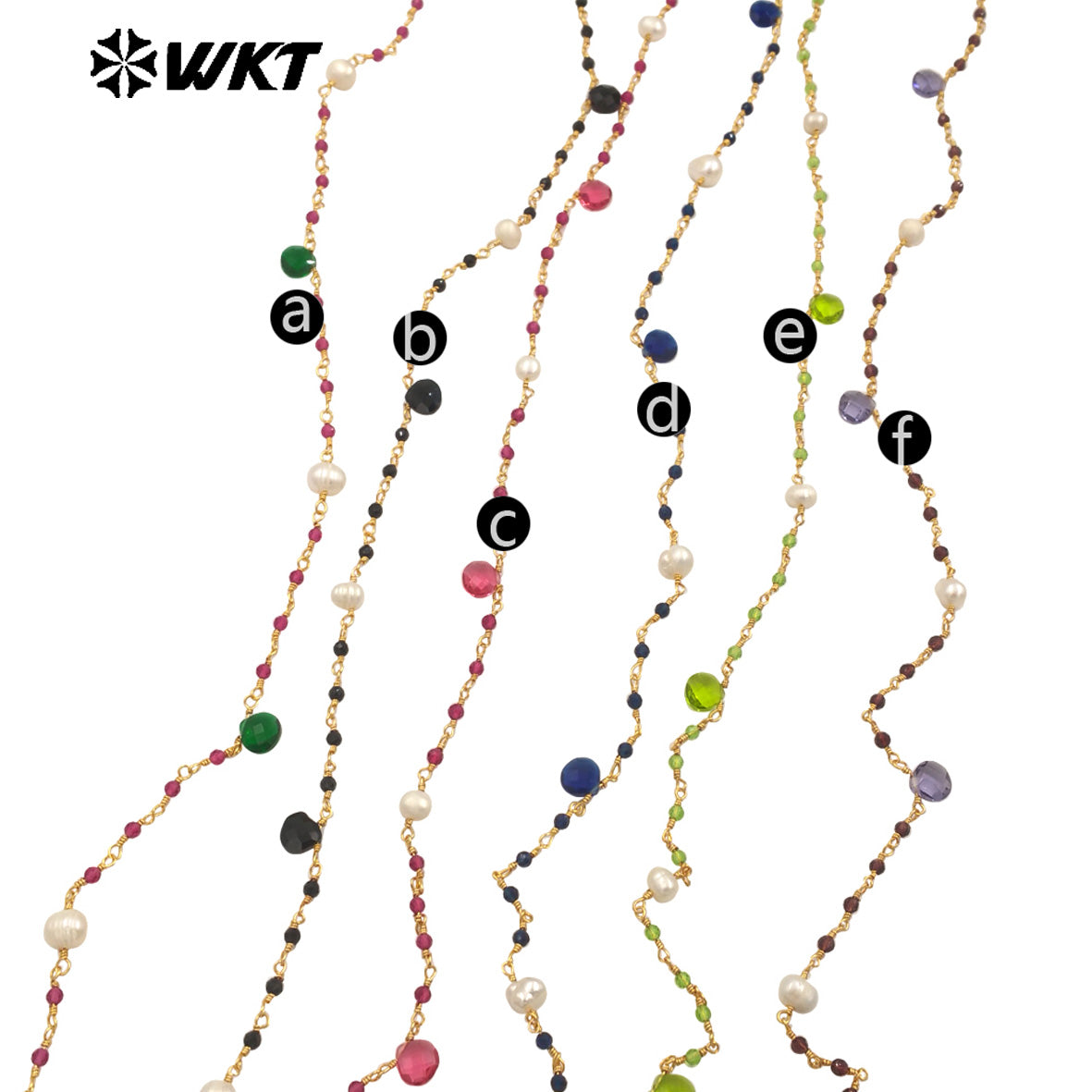 WT-RBC239 Wholesale New Handmade Wire Wrapped Natural Gemstone Beads DIY Jewelry Chain for Necklace Design