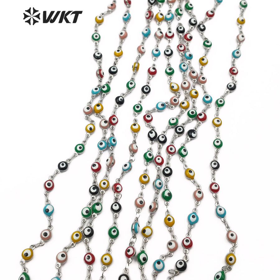 WT-RBC103 Wholesale Sliver Color Chain Can DIY Necklace and Bracelet Stainless Steel Eye Chain in IPG Plated Beads Chain