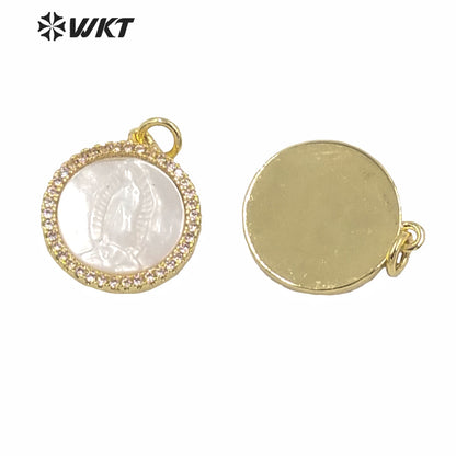 WT-MP163 Wholesale Small Charming Gold Electroplated Metal Jesus Christ Pendant 15mm Tiny Hot Single Loop Gold Charm Pendant