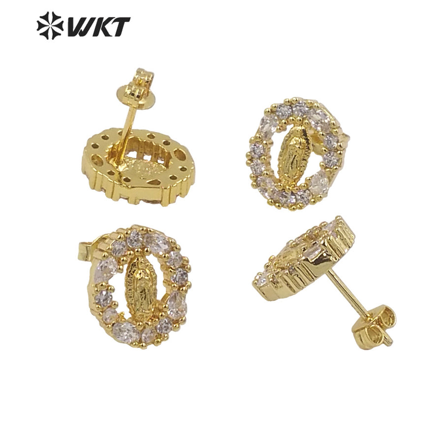 WT-ME101 Wholesale Newest Vintage Style Cubic Zircon Fashion Light Luxury With Enamel Micro Paved Earrings Studs