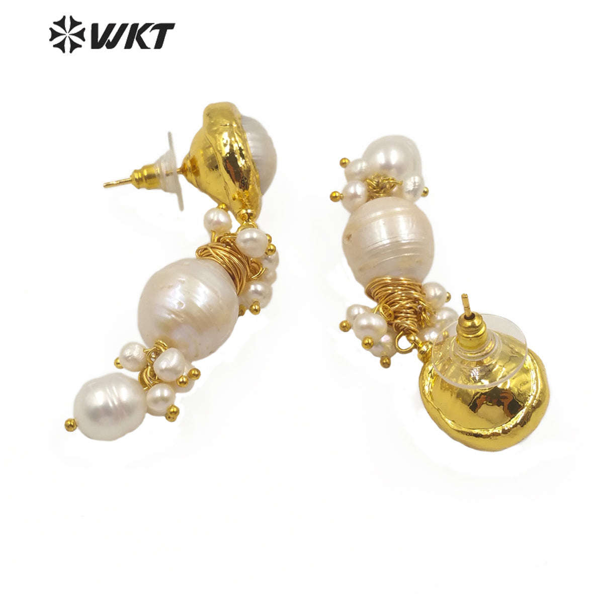 WT-MPE021 Wholesale Natural Freshwater Pearl Earring Stylish Women Elegant Jewelry Pearl Dangling Earring