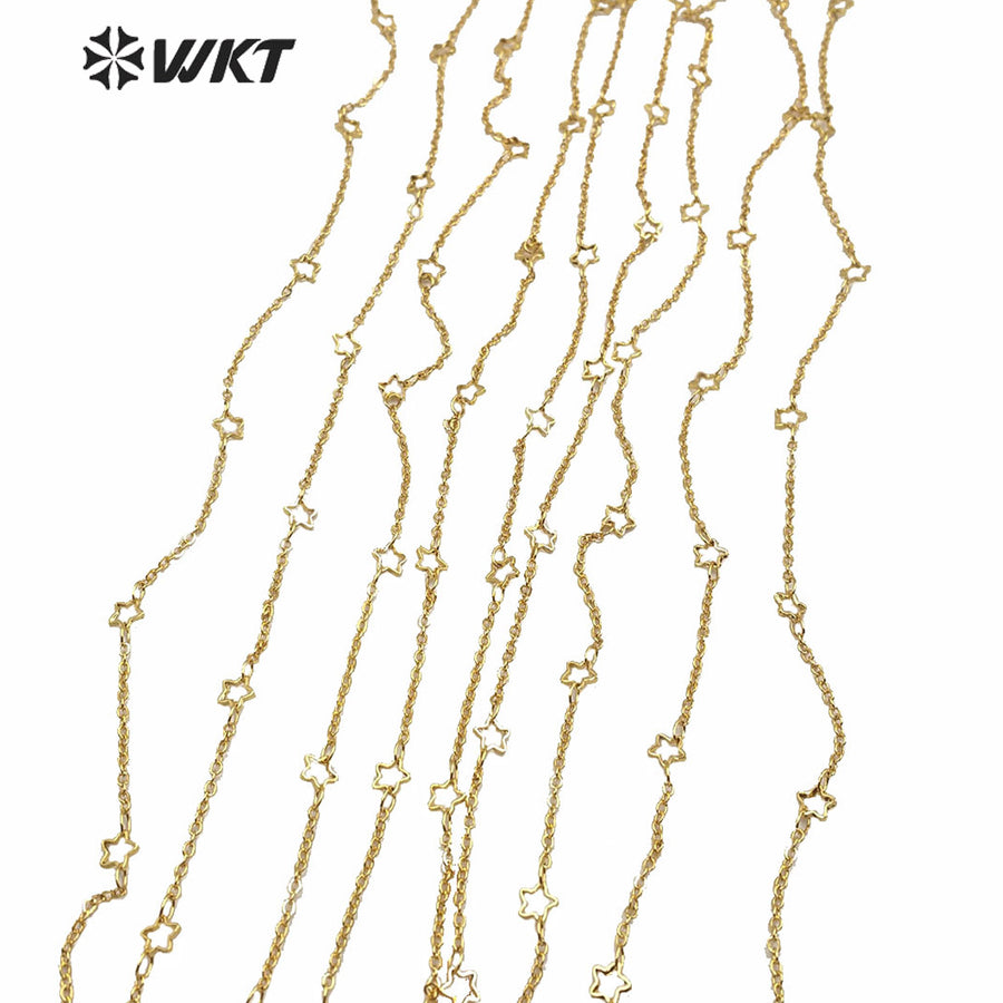 WT-BC141 Amazing New Hot Gold Electroplated Brass Star Chain for Bracelet and Anklet Women DIY Jewelry Findings Chain