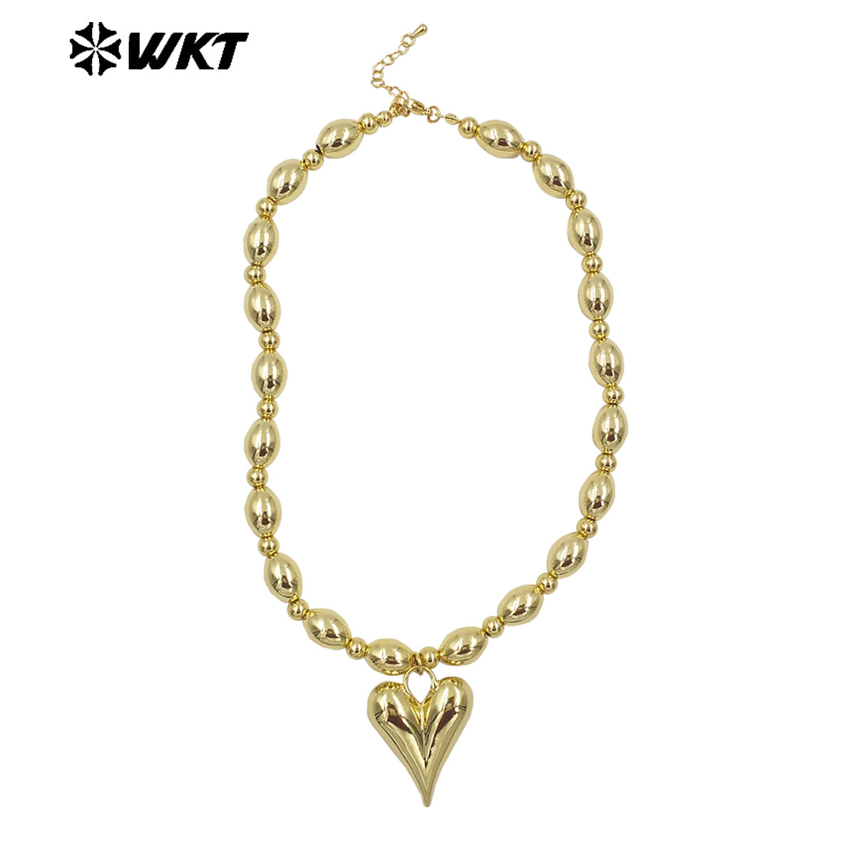 WT-JFN16 Amazing 18K Real Gold Plated Nontarnishable Yellow Brass Hand Strand Beads Bullet Ball Shape Metal Necklace