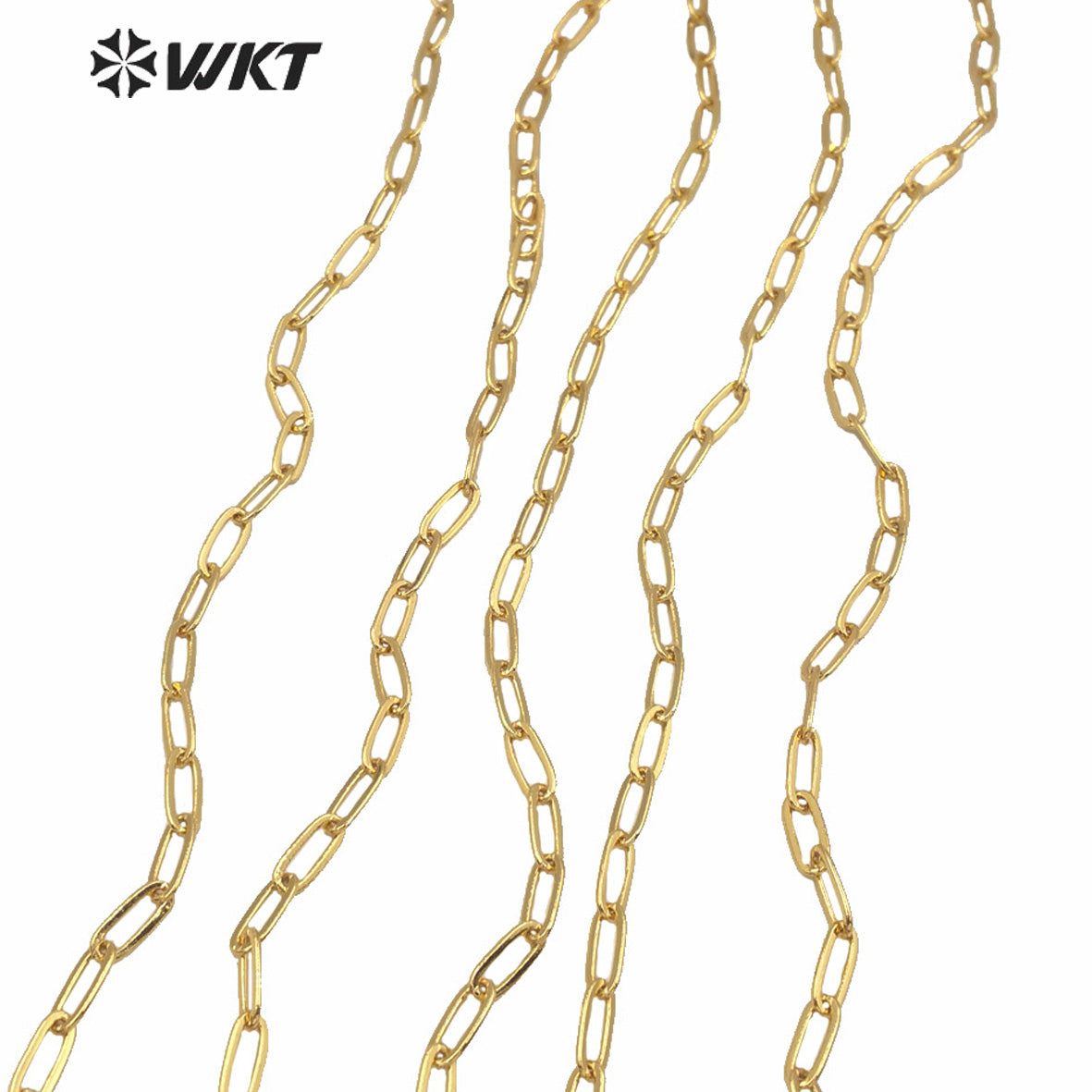 WT-BC152 WKT HOT Sales 18k Real Gold Plated Faceted Link Chain for Necklace Design Women Fashion Jewelry DIY Brass Link Chain