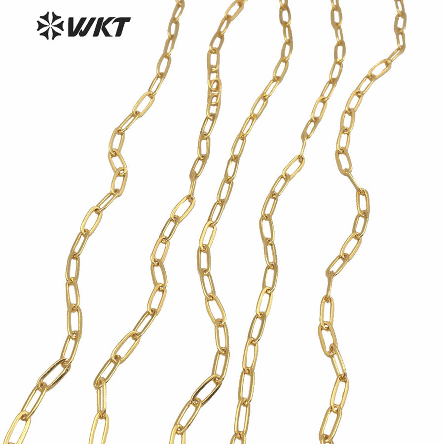 WT-BC152 WKT HOT Sales 18k Real Gold Plated Faceted Link Chain for Necklace Design Women Fashion Jewelry DIY Brass Link Chain