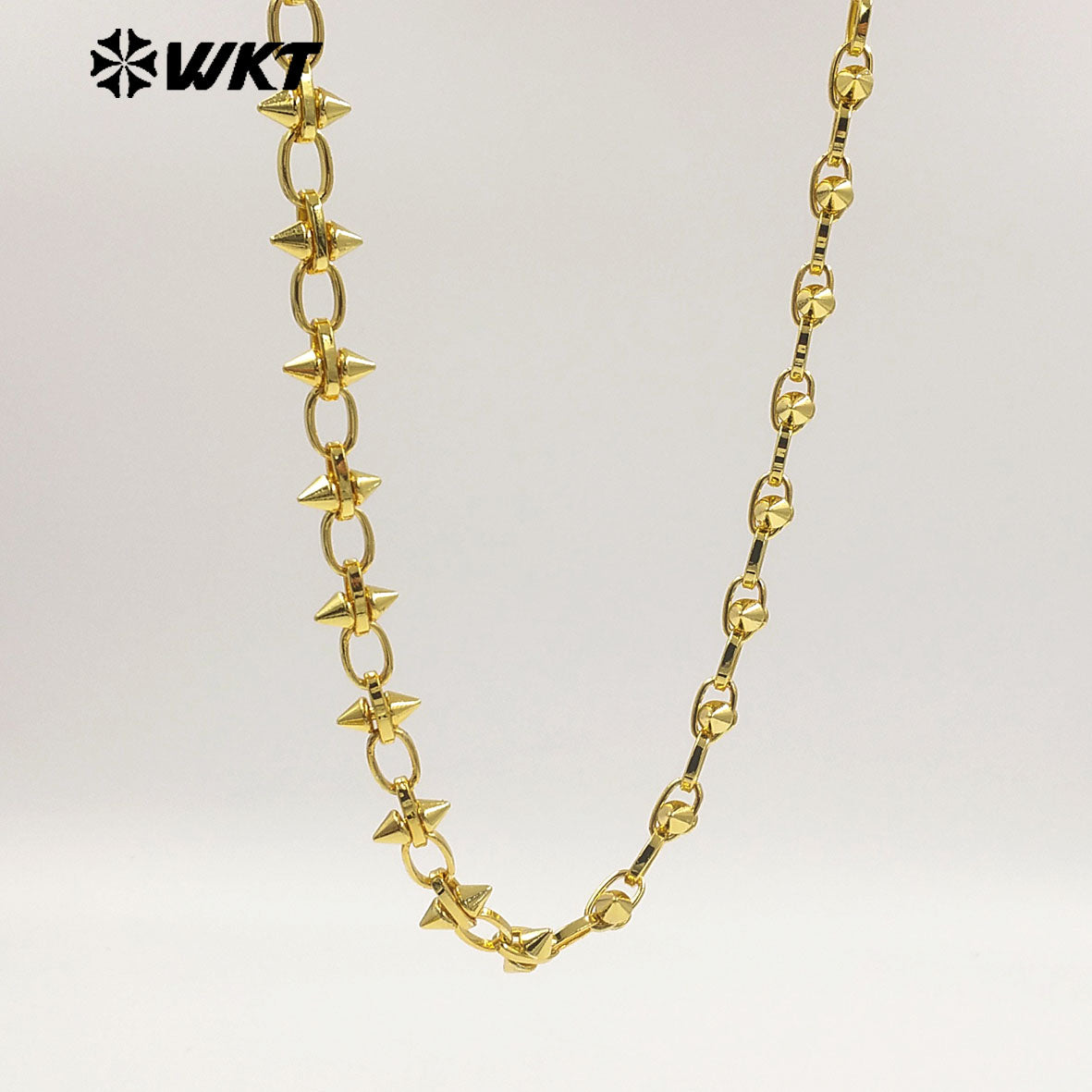 WT-BC271 Wonderful Vintage Punk Style Gold Plated Yellow Brass Cross Shape Metal Chain For Men And Women Fashion Accessories