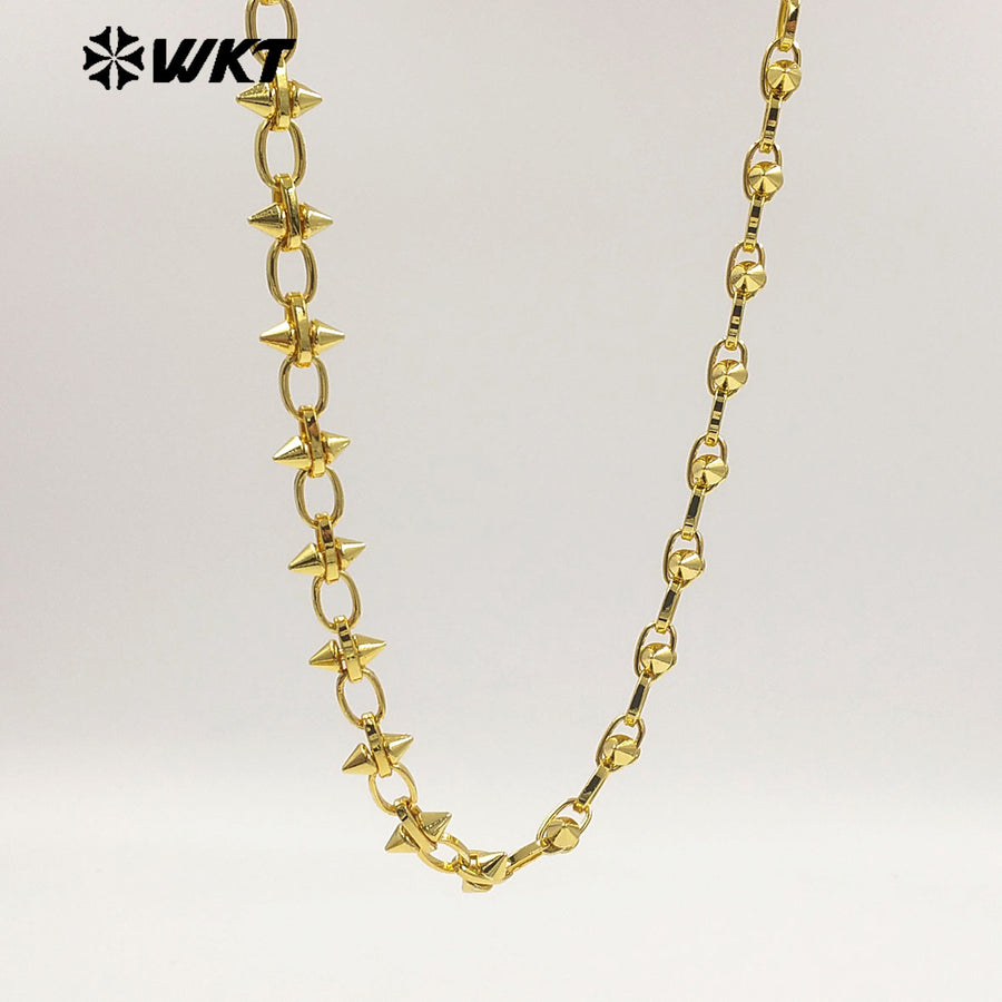 WT-BC271 Wonderful Vintage Punk Style Gold Plated Yellow Brass Cross Shape Metal Chain For Men And Women Fashion Accessories