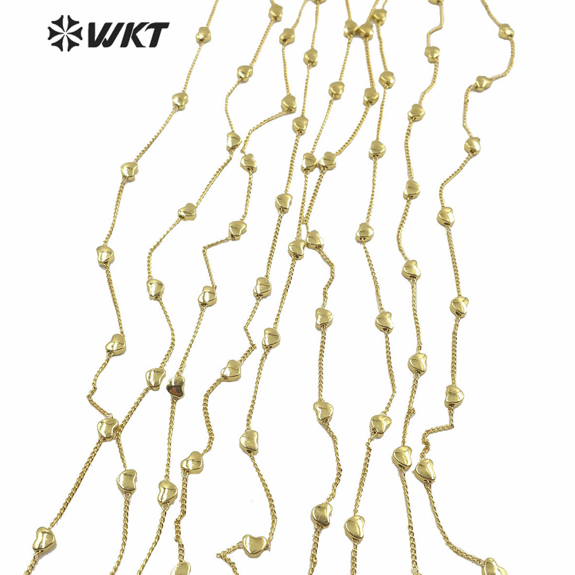 WT-BC135 Amazing Gold Electroplated Heart Charm Necklace Chain Fashion Jewelry Making Parts Brass Chain for Women Gold Chain