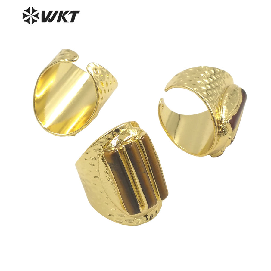WT-R413 European and American Rings Rock 18k Real Gold Plated Multicolor Gemstone Rings Women's Jewelry Natural Gemstone Rings