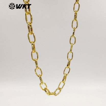 WT-BC275 10Meters Wholesale Gold Plated On Yellow Brass Irregular Rectangle Metal Link Chains As Trendy Necklace Accessories
