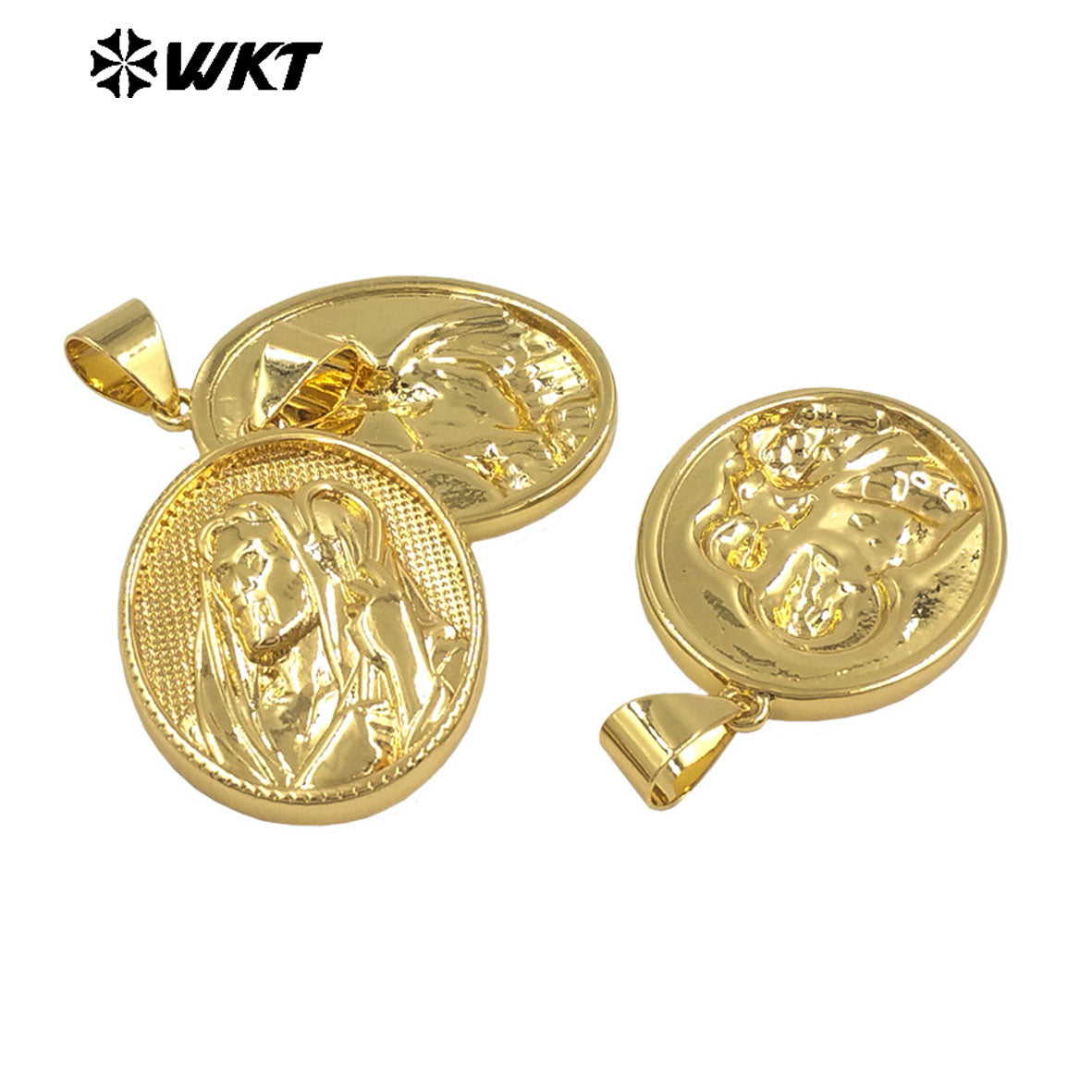 JFE144 18K Gold Plated God Religious Design Pendant Metal Yellow Brass Resist Tarnishable For Jewelry Handmade Wholesale