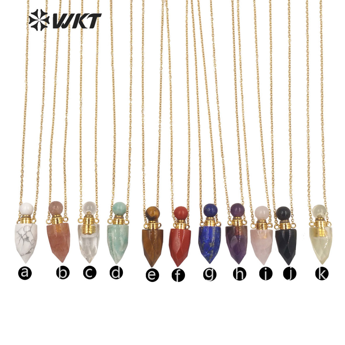 WT-N1372 Perfume Bottle Pendant Color Stone Necklace Temperament Texture Women Gifts Jewelry Necklace Natural Stone Necklace