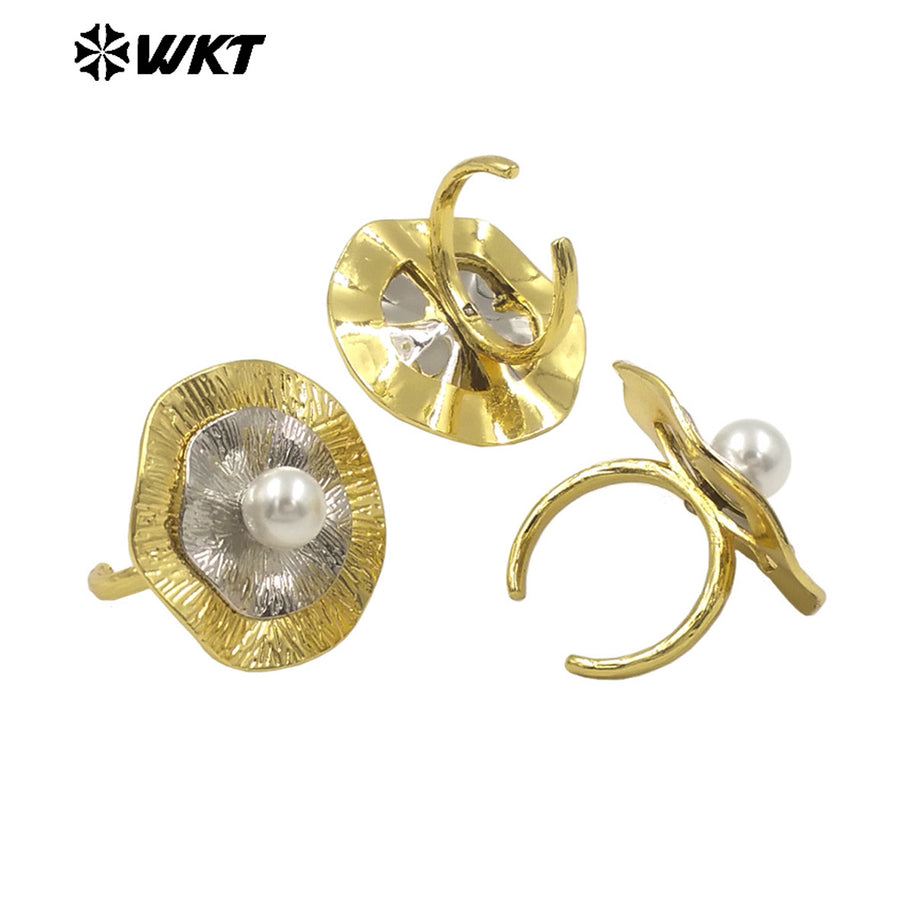 WT-MPR129 WKT New Design Double Color Electroplated Elegant Office Style Ring in Vintage Style for Lady