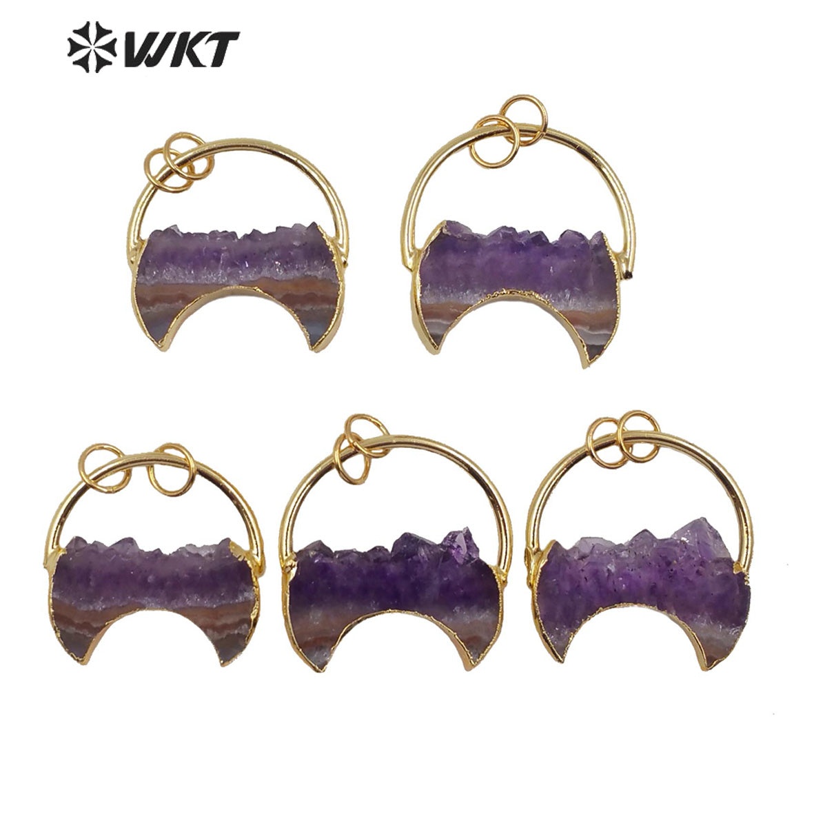 WT-P1534 Newest Crescent Amethyst Pendant Popular Lady Charming Jewelry Natural Amethyst Pendant for Necklace